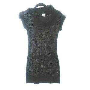 Girls Sweater Dress Cowl neck L (14/15) Black Shimmery Stretchy Envelope neck